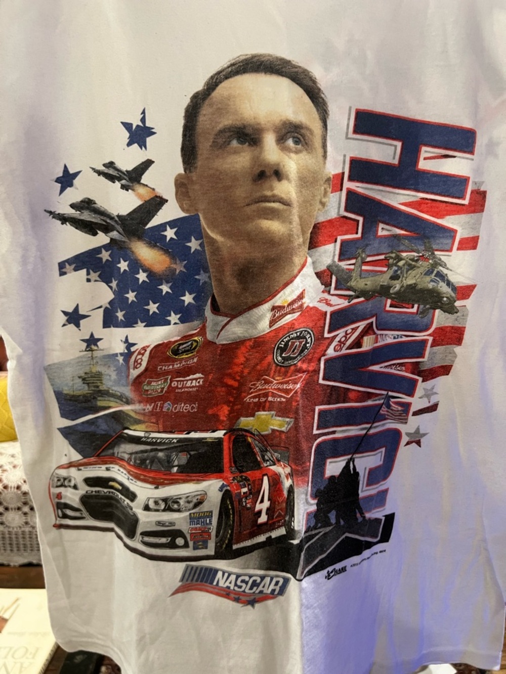 Chase Authentics White Red Blue Kevin Harvick Graphic Tee
